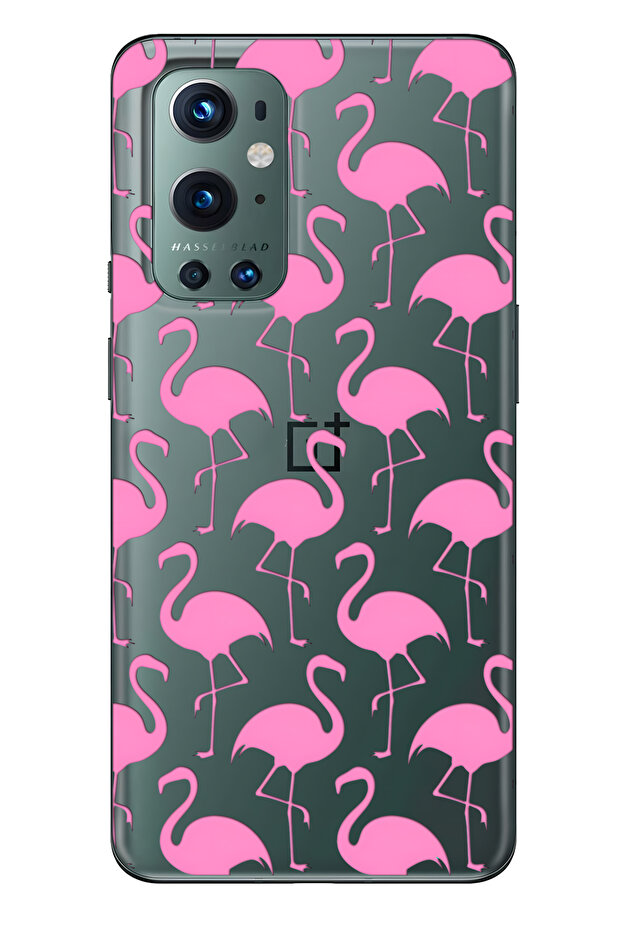 حافظة هاتف شفافة متوافقة مع One Plus 9 Pro من طراز Flamingo منقوش - 1