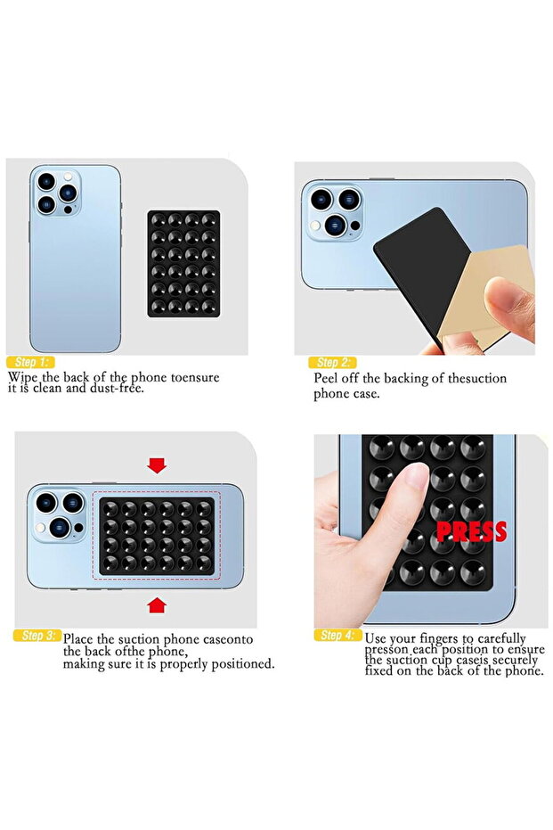 Suction Cup Phone Holder, Rectangular - (SR-PAD) - Red - 7