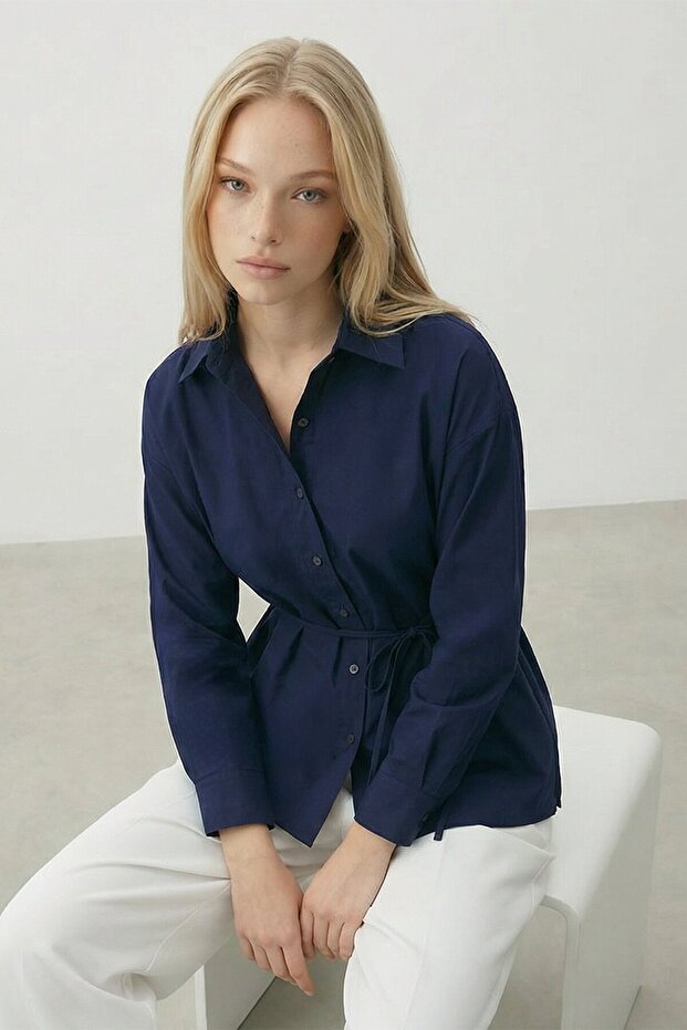 Belden Bağlamalı Gömlek - 1