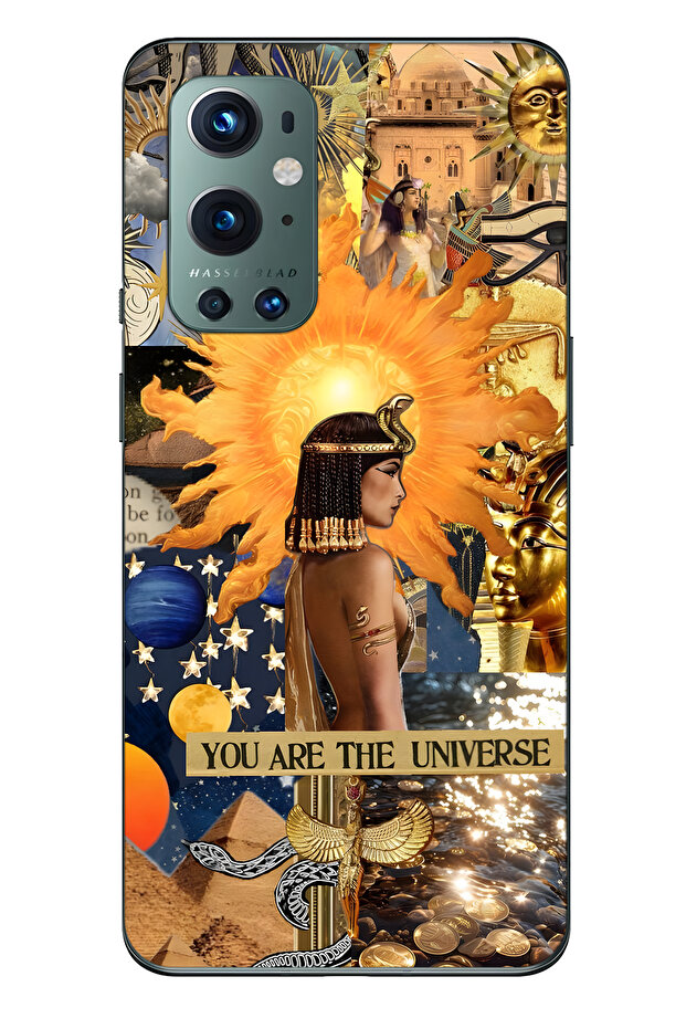 One Plus 9 Pro Compatible Cleopatra Patterned Transparent Phone Case - 1