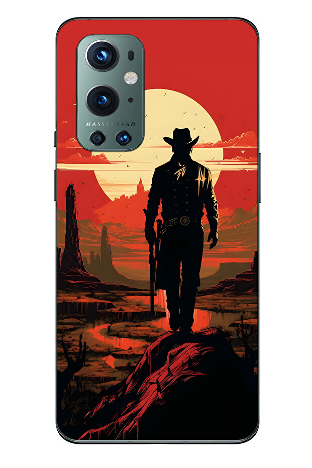 حافظة هاتف شفافة متوافقة مع One Plus 9 Pro من طراز Cowboy Sunset منقوش - 1
