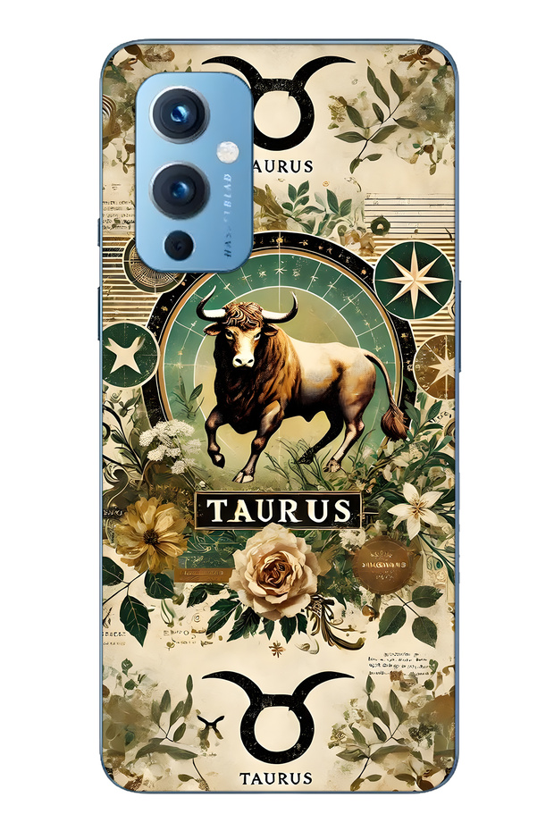 One Plus 9 Compatible Taurus Patterned Transparent Phone Case