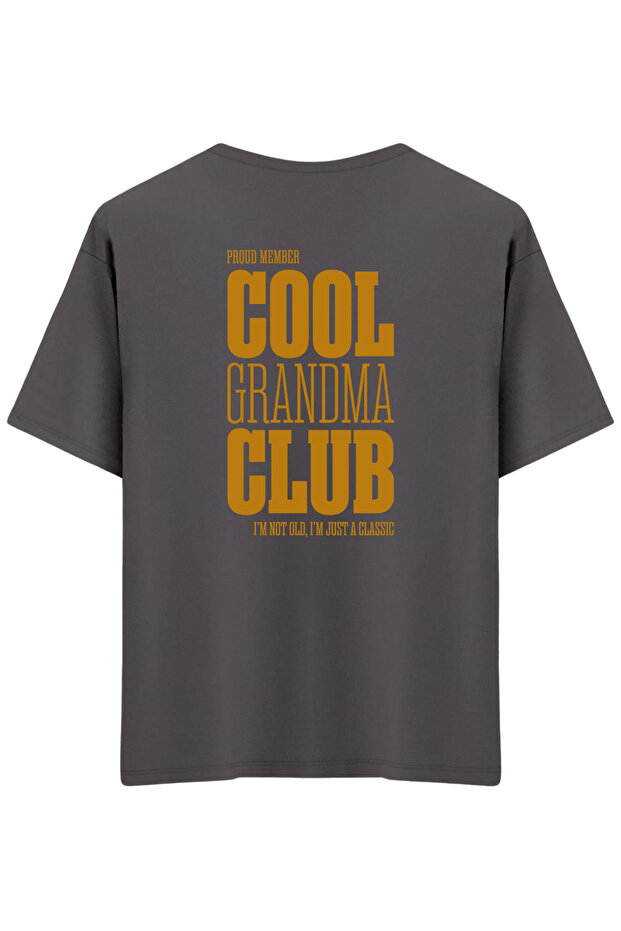 Cool Grandma Club Printed Crew Neck Oversized T-Shirt