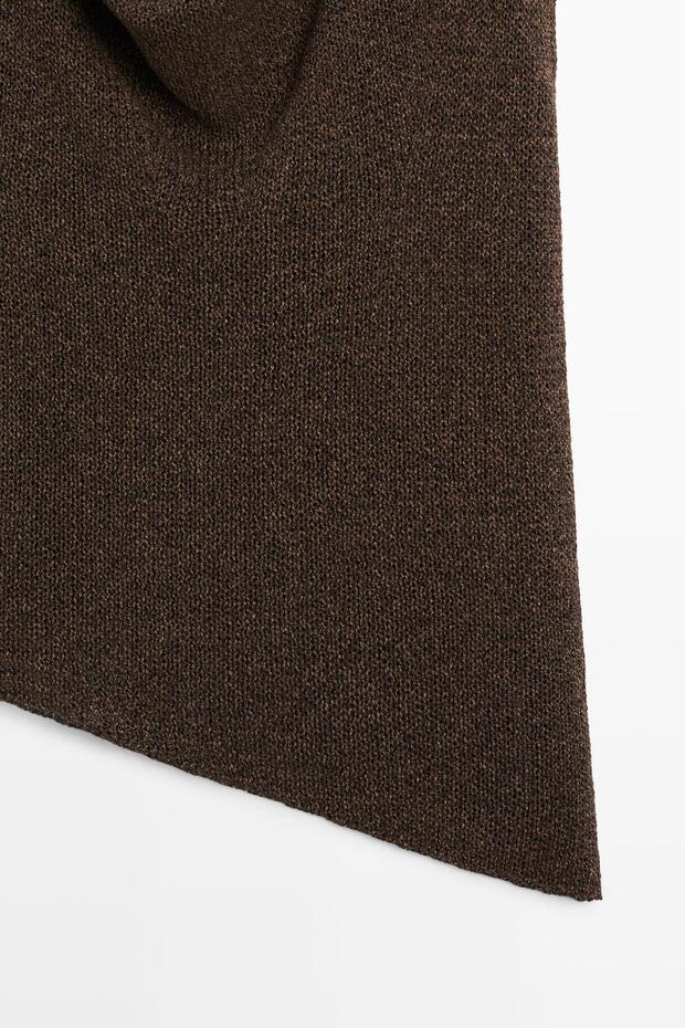 Asimetrik drapeli yaka bluz - 7