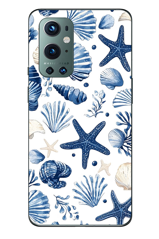 حافظة هاتف شفافة متوافقة مع One Plus 9 Pro من نوع Sea Star and Shells منقوش - 1