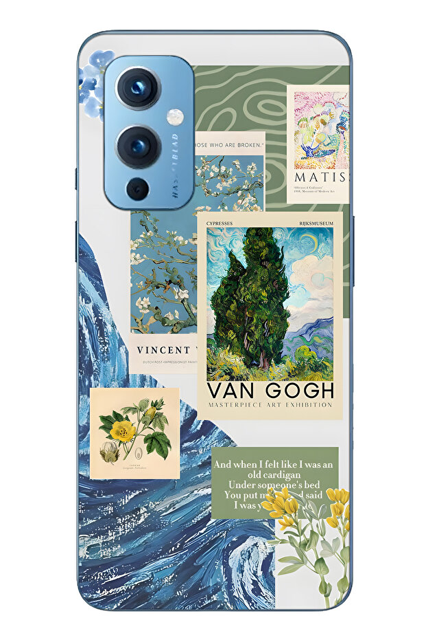 حافظة هاتف وان بلس 9 متوافقة مع فان جوخ منقوش شفافة - 1