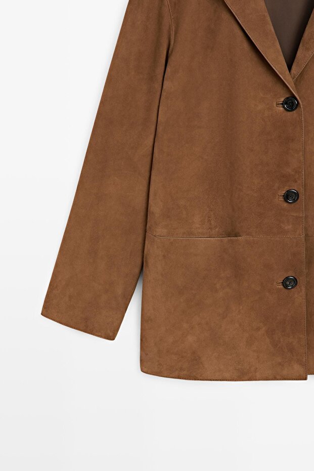 Süet deri yakalı blazer - 6