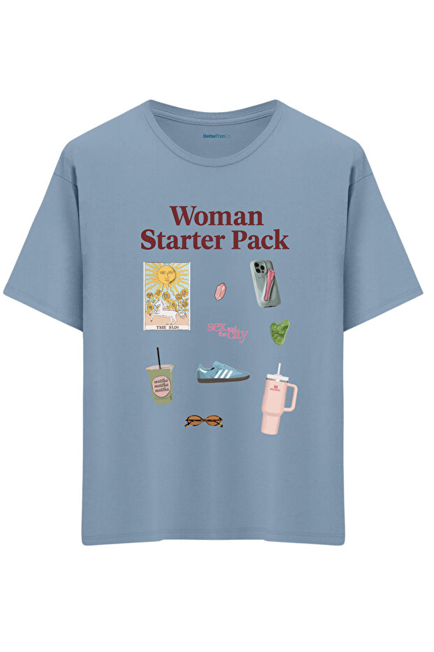 قميص Woman Starter Pack مطبوع ذو رقبة دائرية واسعة الحجم