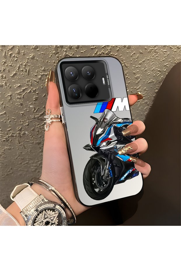 15t Pro Compatible Silicone Edge Hard Back Anti Fall Phone Case Motorcycle Patterned