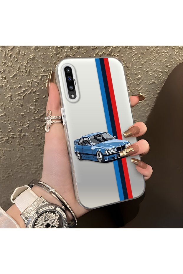 Samsung Galaxy A50 Compatible Silicone Edge Hard Back Anti-Fall Phone Case Motorcycle Patterned