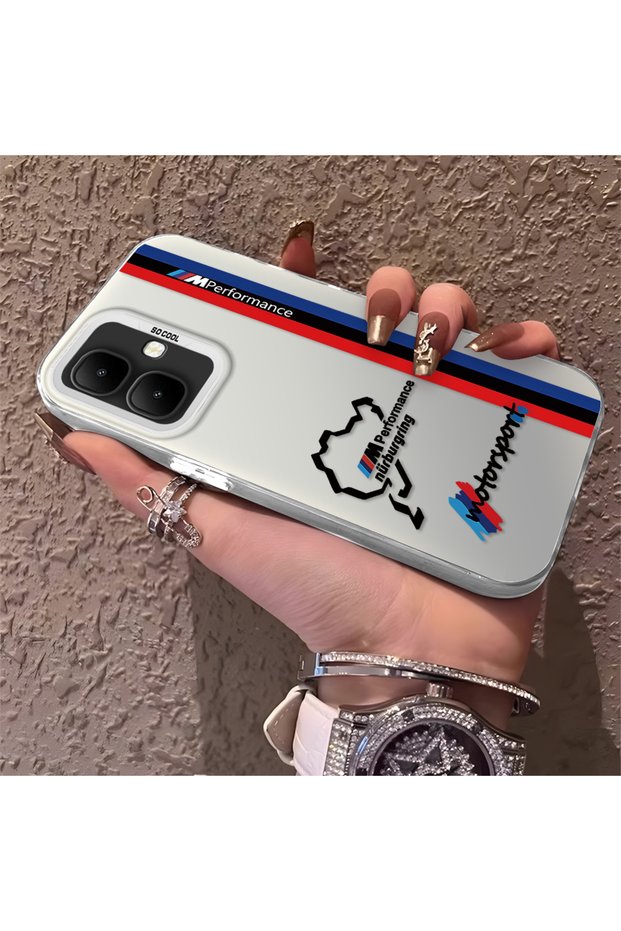Silicone Edge Hard Back Anti Fall Phone Case Compatible with Infinix Smart 10 Bmw Patterned