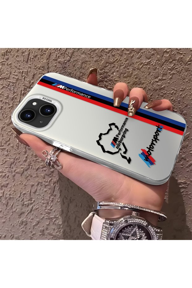 حافظة هاتف من السيليكون ذات حافة صلبة ومضادة للسقوط متوافقة مع هاتف iPhone 13 Mini BMW منقوش