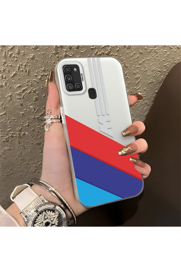 Samsung Galaxy A21S Compatible Silicone Edge Hard Back Anti-Fall Case Bmw Patterned