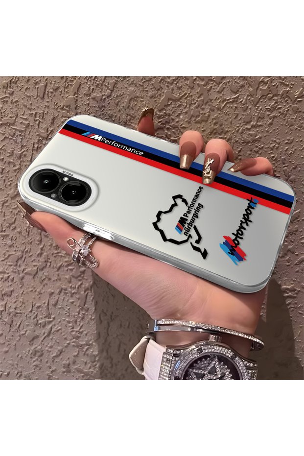 Silicone Edge Hard Back Anti Fall Phone Case Compatible with Realme C67 Bmw Patterned