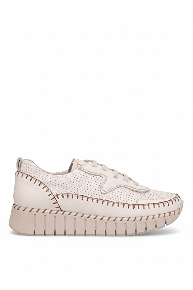 D26Ya-3850 Women's Genuine Leather Casual Shoes Cream