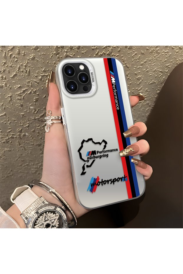 iPhone 13 Pro Compatible Silicone Edge Hard Back Anti-Fall Phone Case Bmw Patterned