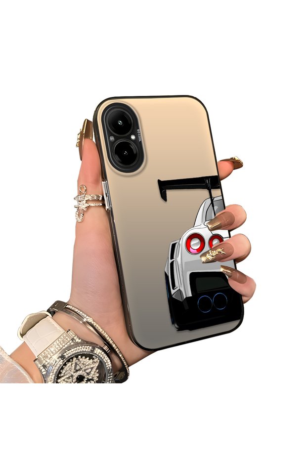 For Realme 12 Lite Compatible Silicone Edge Hard Back Case Sports Car Patterned Couple Phone Case