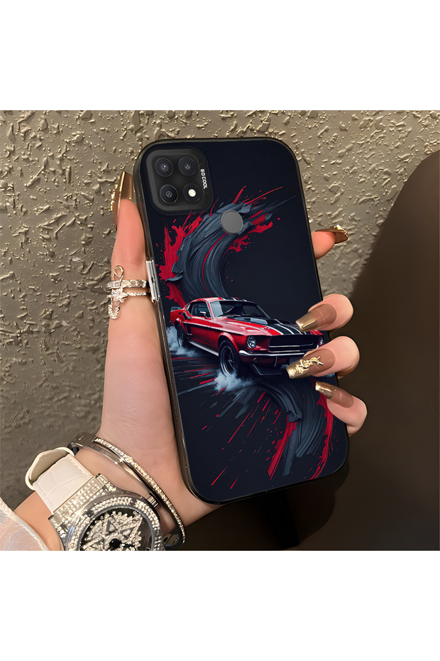 Oppo A15S Compatible Classic Car Silicone Edge Hard Back Anti-Fall Phone Case