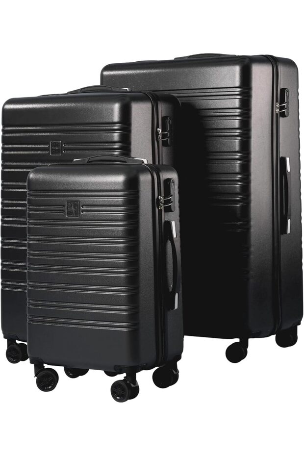 Luggage Set of 3 with 4 Spinner Wheels, Luggage for Travel Light Weight Anti-Theft Lock (Blac