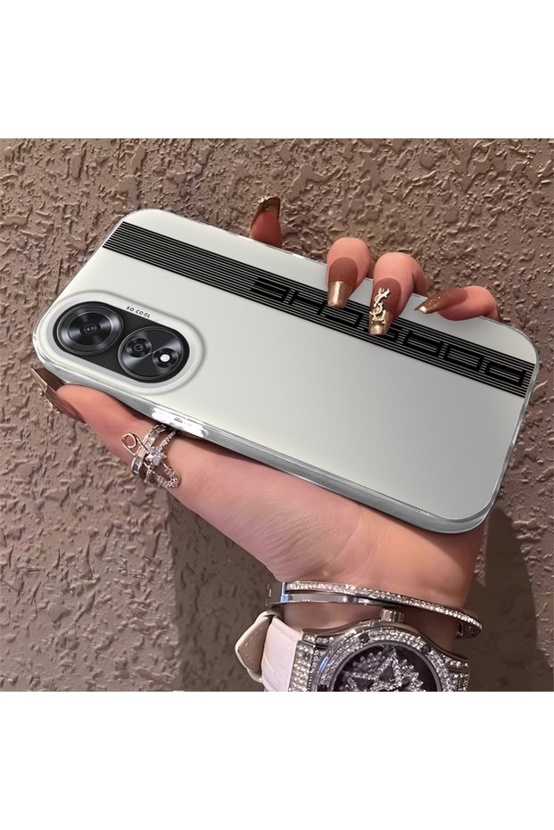 Porsche Patterned Silicone Edge Hard Back Anti Fall Phone Case Compatible with Oppo A60