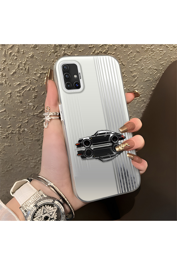 Samsung Galaxy A51 Compatible Silicone Edge Hard Back Anti-Fall Phone Case Classic Car