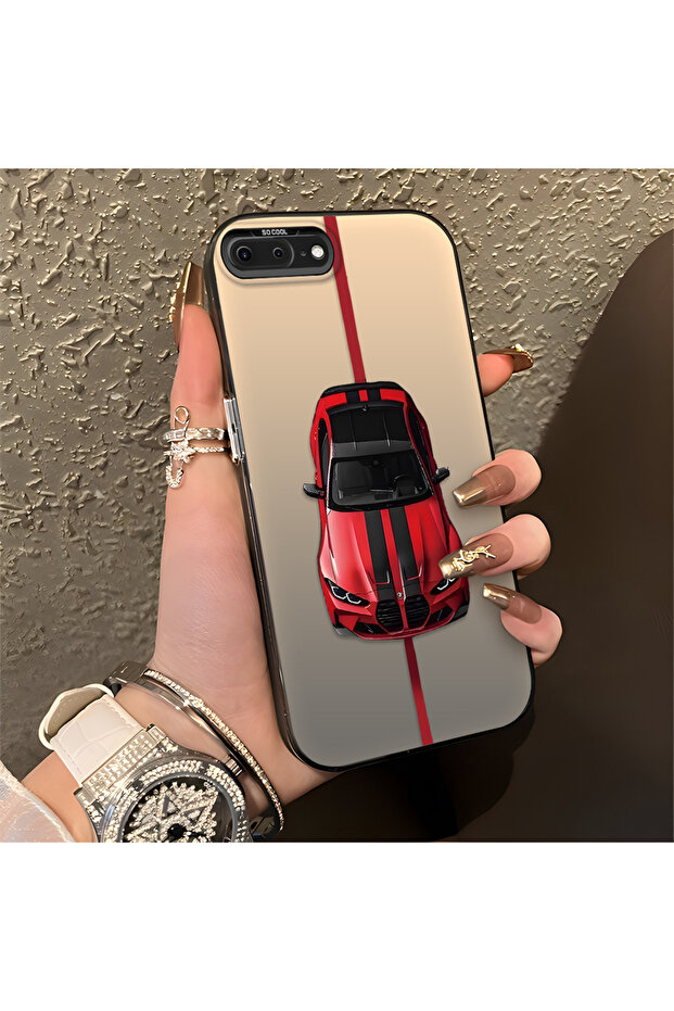 حافظة متوافقة مع هاتف iPhone 7 Plus من BMW منقوش ذات حافة من السيليكون وظهر صلب مضاد للسقوط - 1