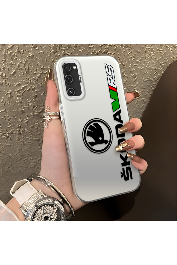 Samsung Galaxy S20 Fe Compatible Silicone Edge Hard Back Anti-Fall Phone Case Škoda Patterned