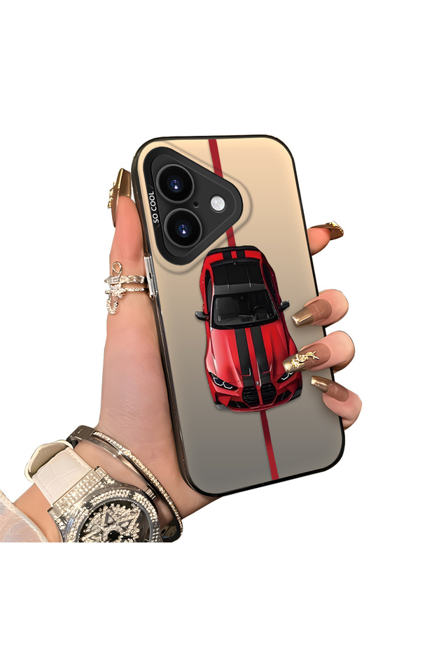 حافظة متوافقة مع هاتف iPhone 16 Plus من BMW منقوش ذات حافة من السيليكون وظهر صلب مضاد للسقوط - 3