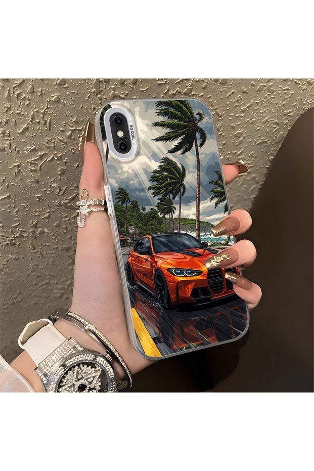 iPhone XS Max Compatible Silicone Edge Hard Back Anti-Fall Case Classic Car