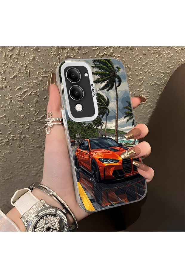 Vivo Y29S Compatible Silicone Edge Hard Back Anti-Fall Case Classic Car