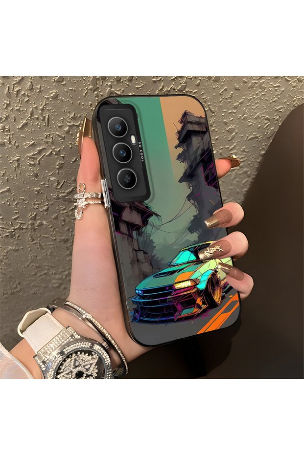 Realme C65 Compatible Sports Car Silicone Edge Hard Back Anti-Fall Phone Case