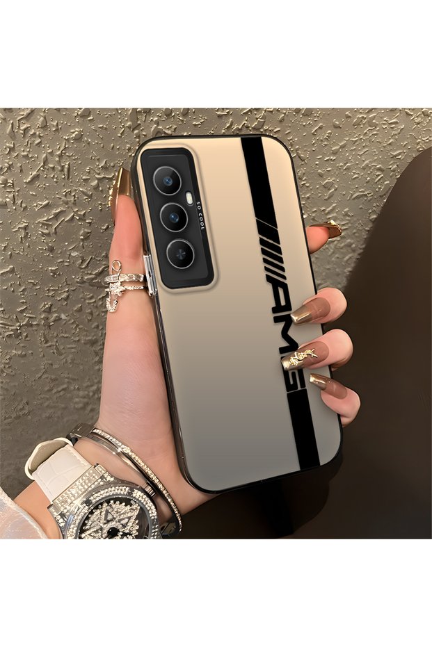 حافظة هاتف Realme C65 متوافقة مع حافة السيليكون الصلبة ومضادة للسقوط AMG منقوش