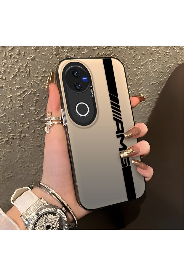 Vivo V50 Compatible Silicone Edge Hard Back Anti-Fall Phone Case Amg Patterned