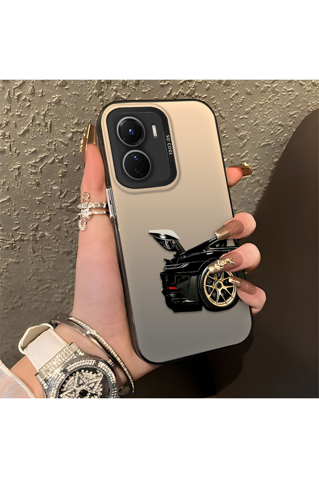 Vivo Y16 Compatible Silicone Edge Hard Back Anti-Fall Phone Case Classic Car