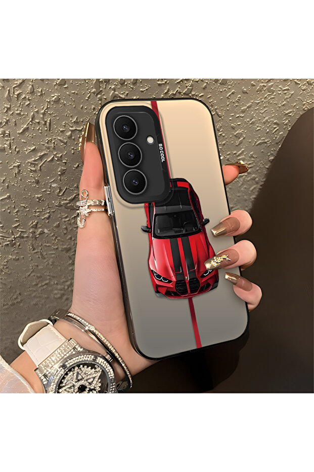 Samsung Galaxy S25 Fe Compatible Case Bmw Patterned Silicone Edge Hard Back Anti-Fall