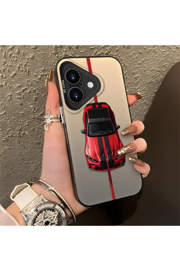 حافظة متوافقة مع هاتف iPhone 16 Plus من BMW منقوش ذات حافة من السيليكون وظهر صلب مضاد للسقوط - 1