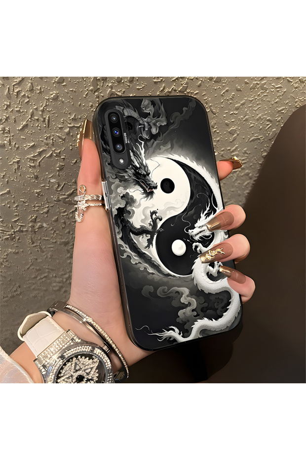 Samsung Galaxy A50 Compatible Silicone Edge Hard Back Anti-Fall Phone Case Dragon Patterned