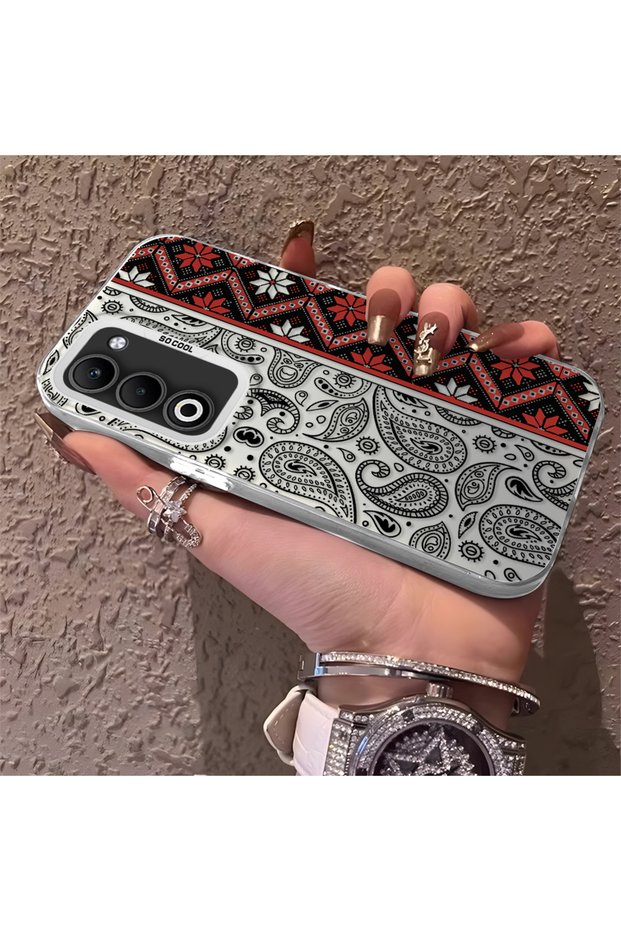 Rug Patterned Silicone Edge Hard Back Phone Cover Case Compatible with Oppo A5 4g