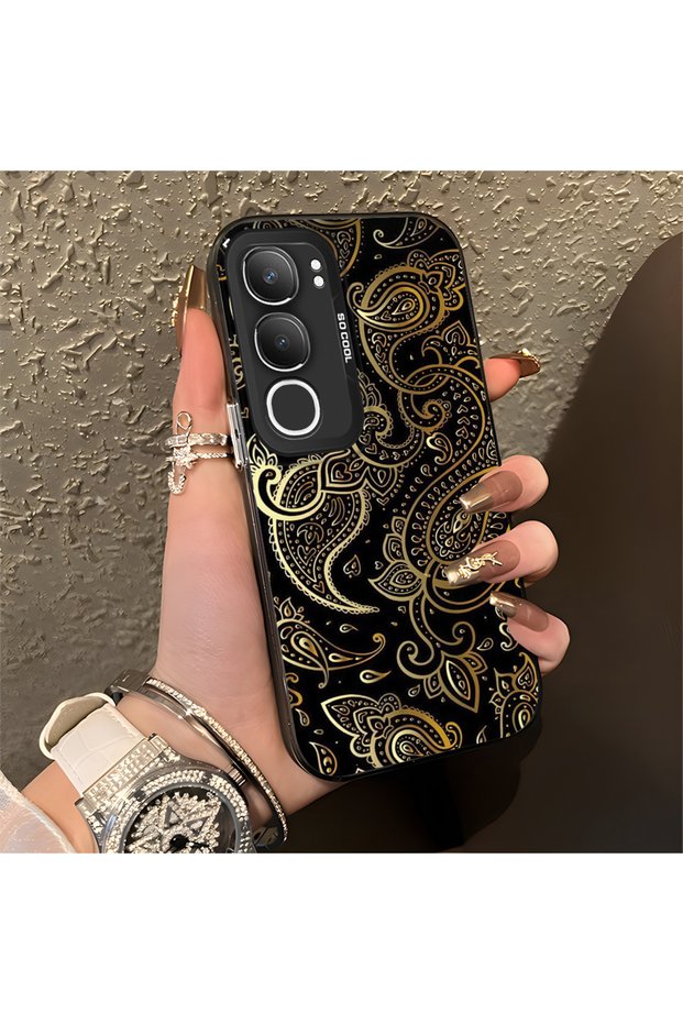 Vivo Y19S Compatible Silicone Edge Hard Back Anti-Fall Phone Case Carved Patterned