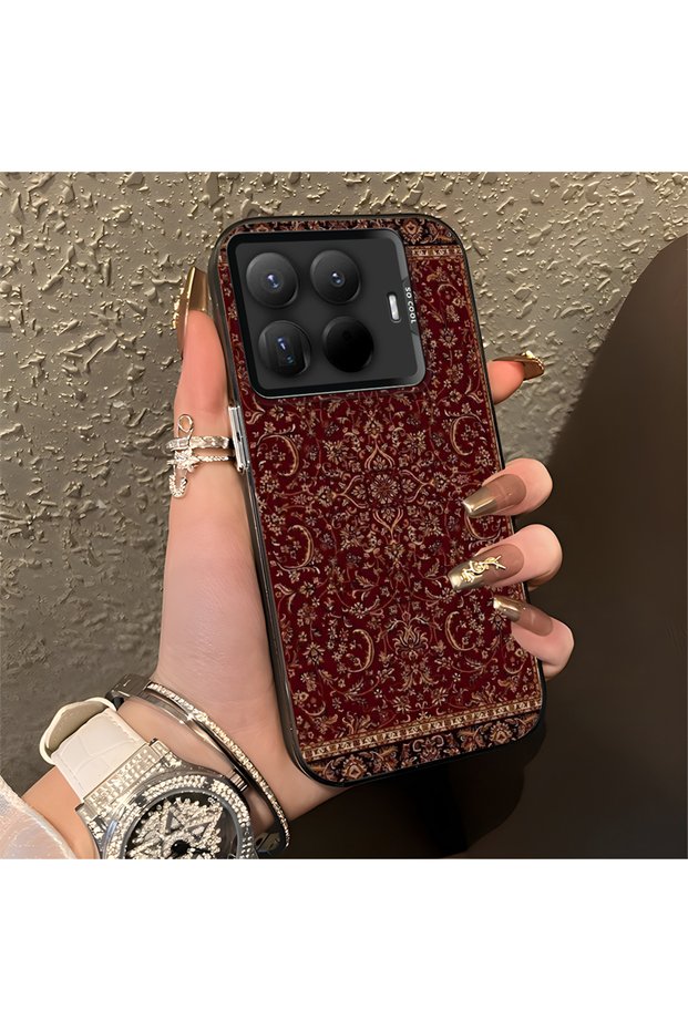 15t Pro Compatible Silicone Edge Hard Back Anti-Fall Phone Case Kilim Rug Patterned