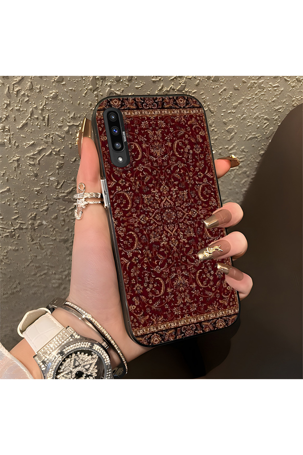 Samsung Galaxy A30S Compatible Silicone Edge Hard Back Anti-Fall Phone Case Kilim Rug Patterned
