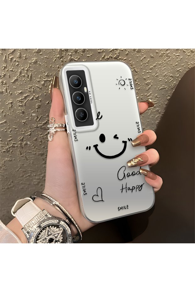 حافظة هاتف Realme C65 متوافقة مع الحواف السيليكونية الصلبة والمضادة للسقوط Smile منقوش