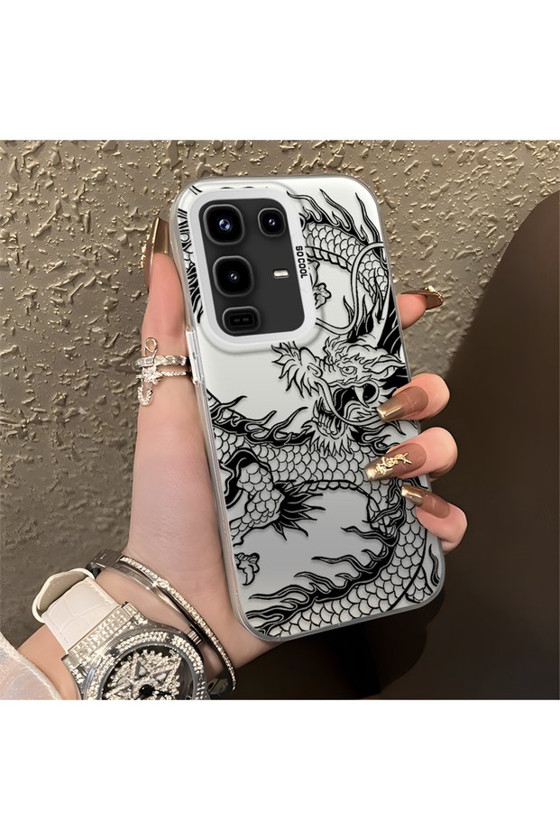 حافظة هاتف Infinix Note 50 Pro 4G متوافقة مع الحواف السيليكونية الصلبة والمضادة للسقوط، Dragon منقوش