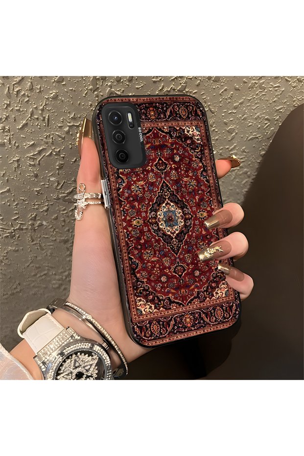 Oppo A54 4g Compatible Silicone Edge Hard Back Anti-Fall Phone Case Vintage Patterned