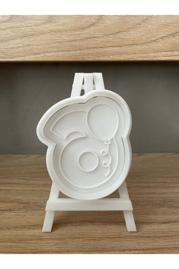 6 Year Old Birthday Cookie Mold and Stamp - Number 6 with Balloon