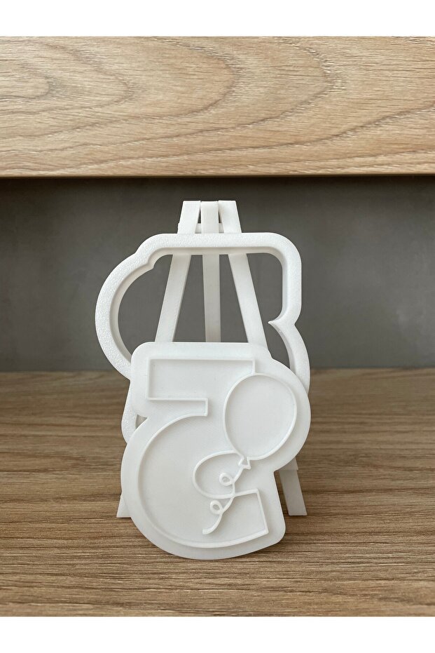5 Year Old Birthday Cookie Mold and Stamp - Number 5 with Balloon