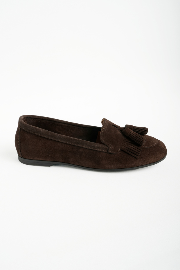Women's Genuine Leather Tasseled Casual Stylish and Comfortable Ballet Flats