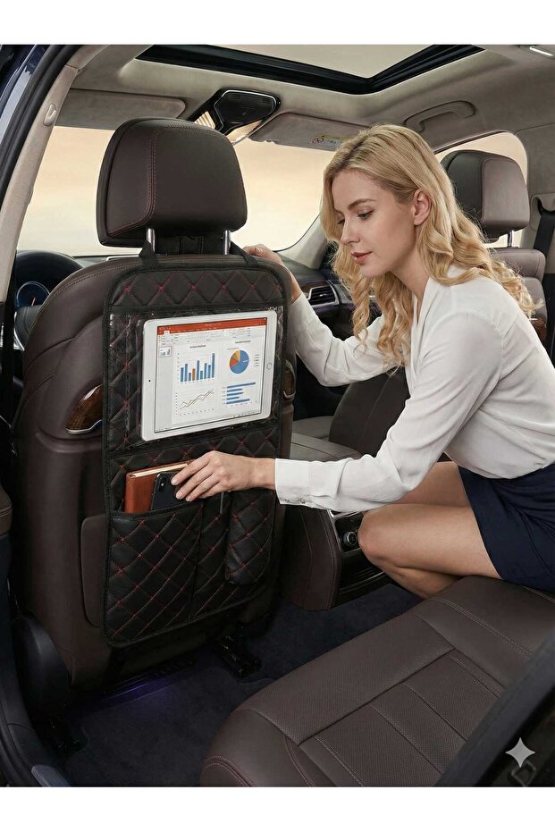 In-Car Seat Back Organizer Stylish Design Practical Storage Spacious Compartment Special Compartments Tablet Holder