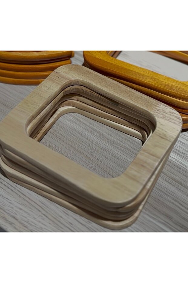 Naturel Renk Kare ahşap çanta sapı - 1