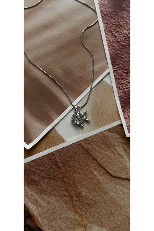 Silver Color Lucky Fish Steel Necklace